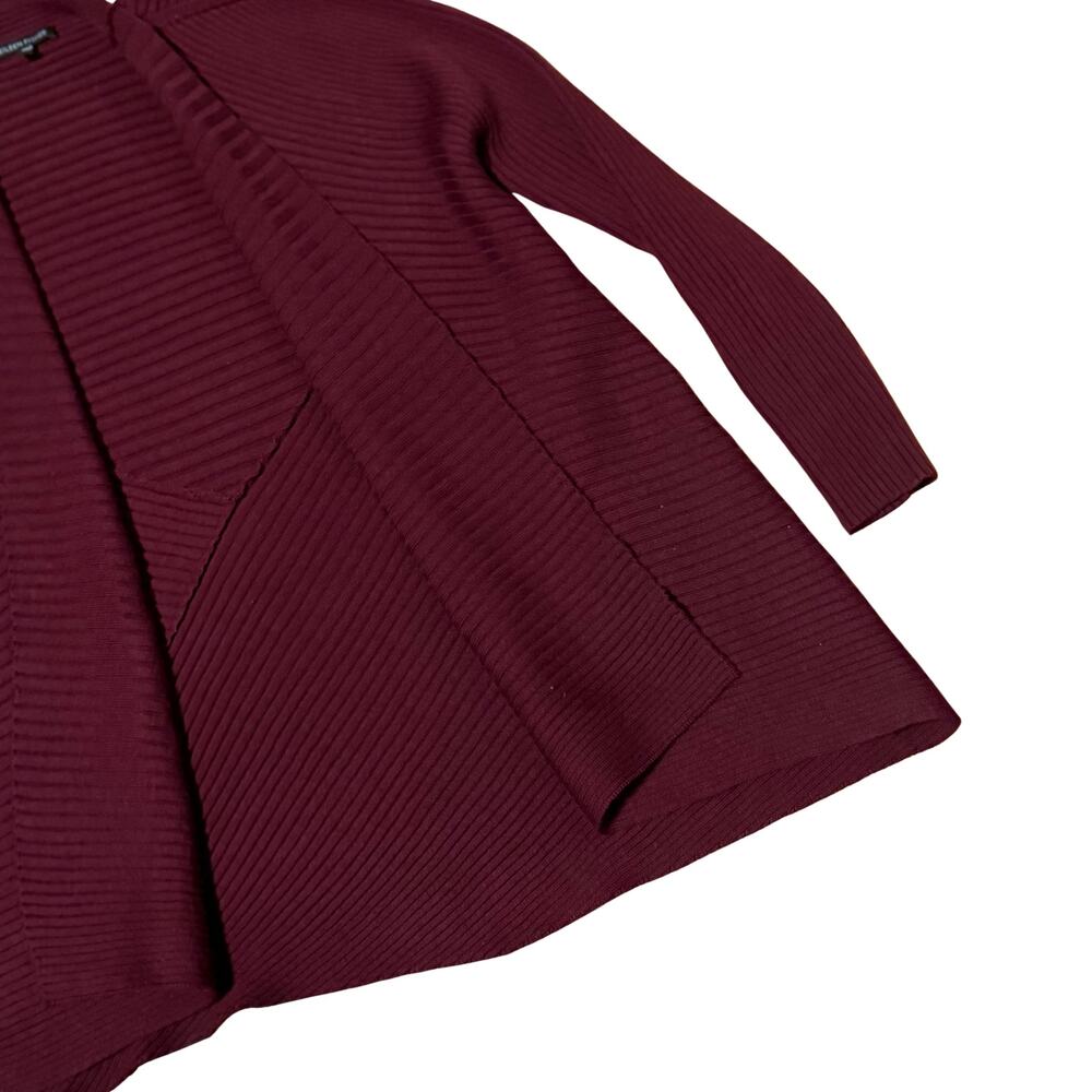 Eileen Fisher Merino Wool Open Front Ribbed Cardigan Sweater Burgundy Size Large - Picture 4 of 8